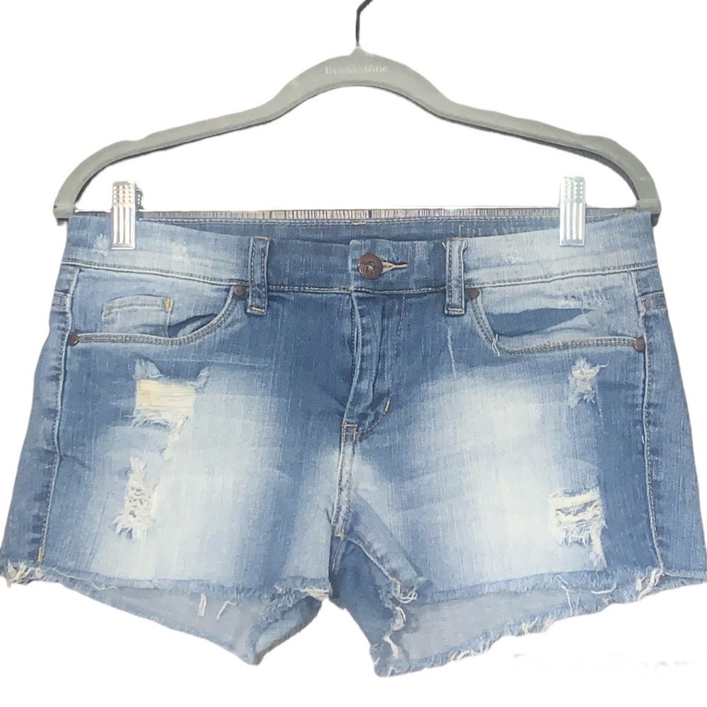 Blank NYC Two Tone Distressed Denim Short Size 27 Light Wash